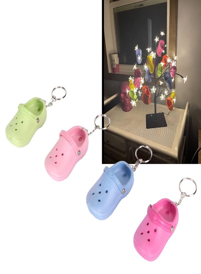 Sunicon 20Pcs Slipper Keychains, 4 Colors Soft Silicone DIY Mini Hole Shoe Keychain Women Cute Shoes Style Keychain Kids Girls Boys Lovely Key Buckle for Birthday Gifts - Image 3